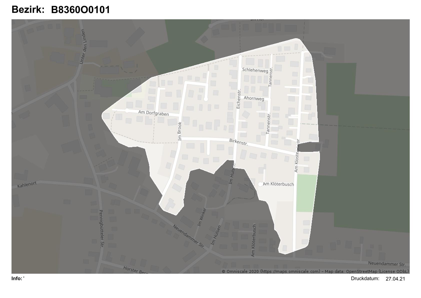 Karte des Zustellbezirks