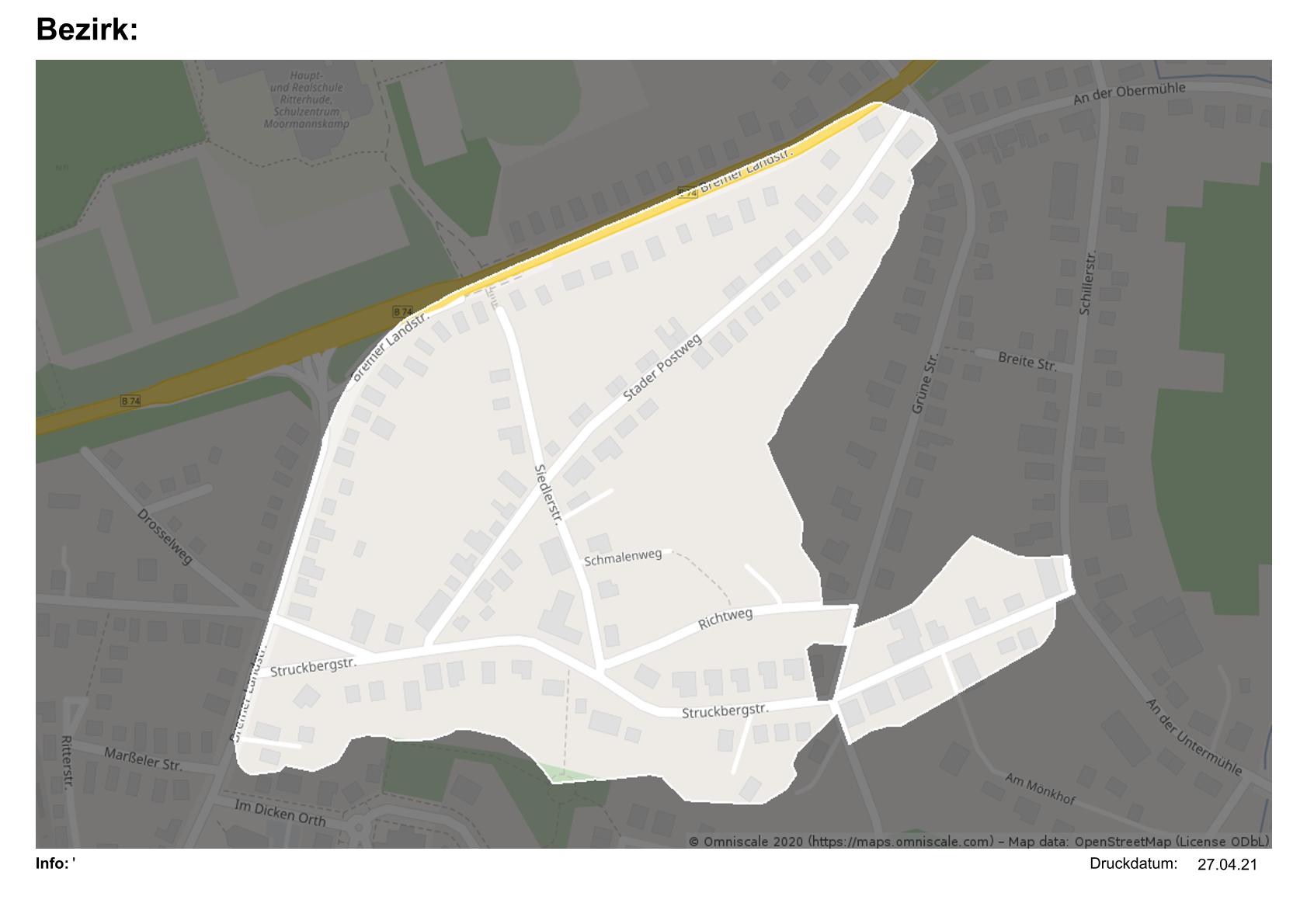 Karte des Zustellbezirks