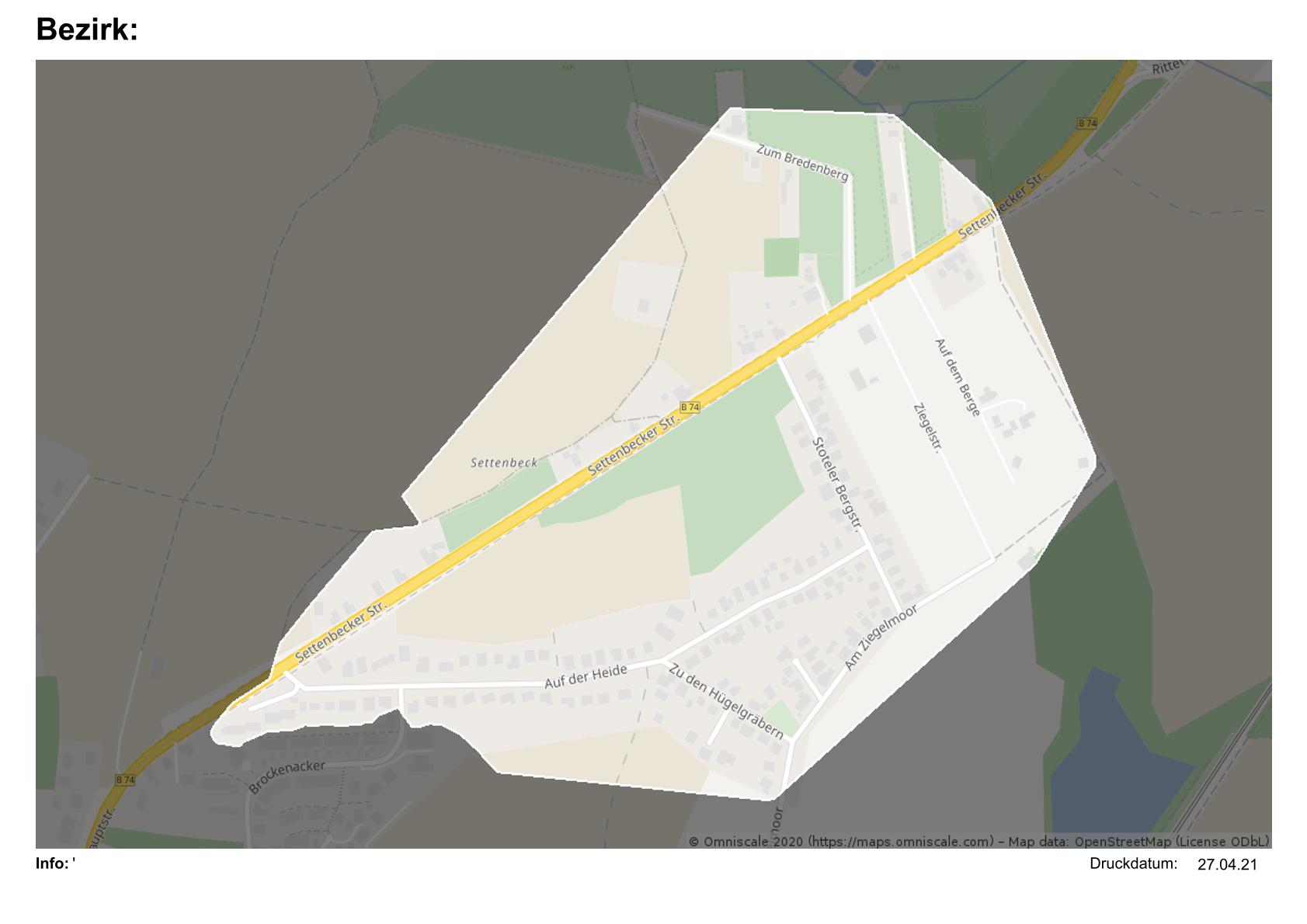 Karte des Zustellbezirks