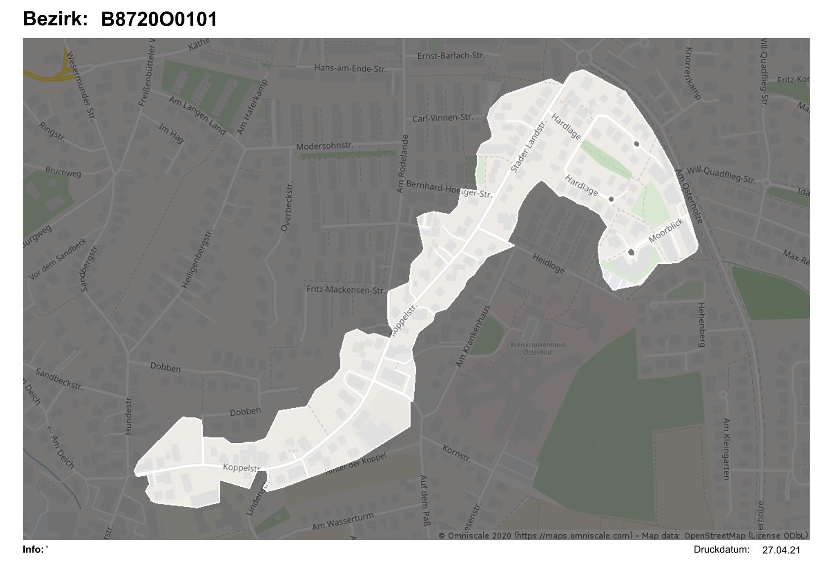 Karte des Zustellbezirks