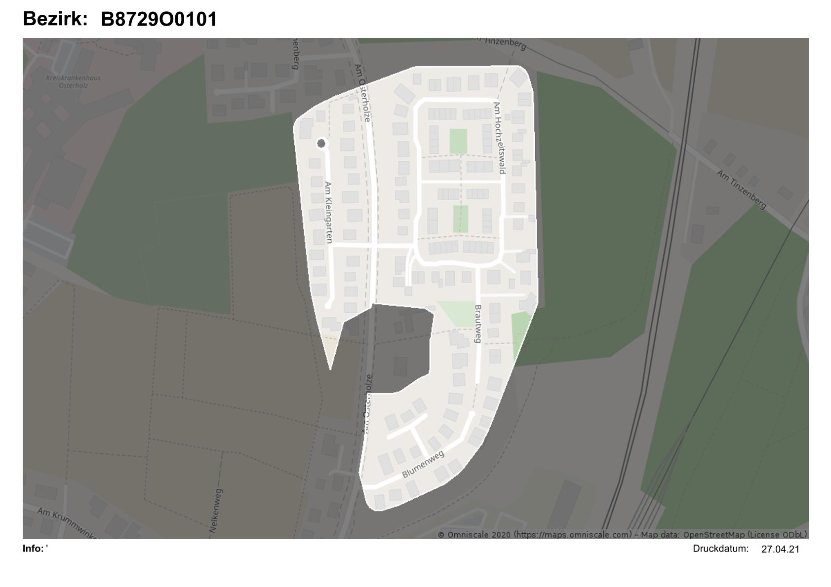 Karte des Zustellbezirks