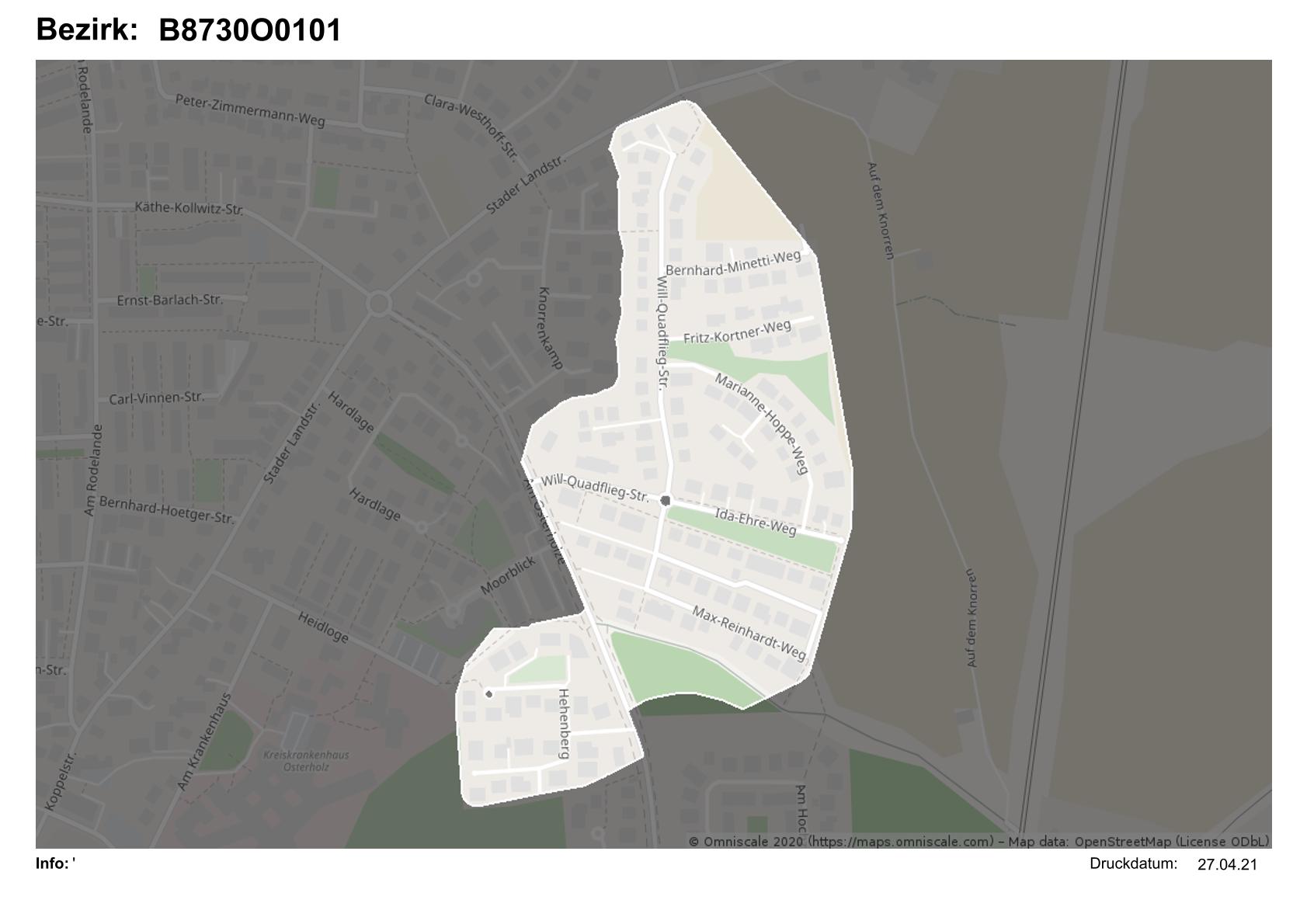 Karte des Zustellbezirks